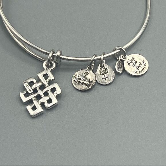 Alex and Ani Endless Knot Charm Expandable Wire Bracelet - Picture 2 of 2
